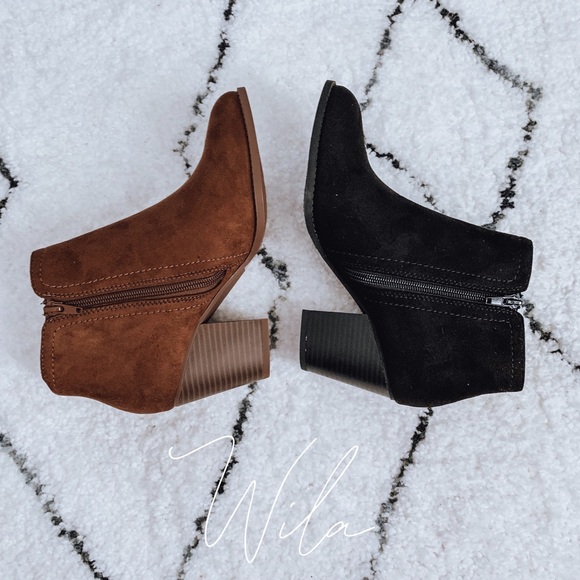 Vegan suede booties brown ankle boots - Picture 6 of 8